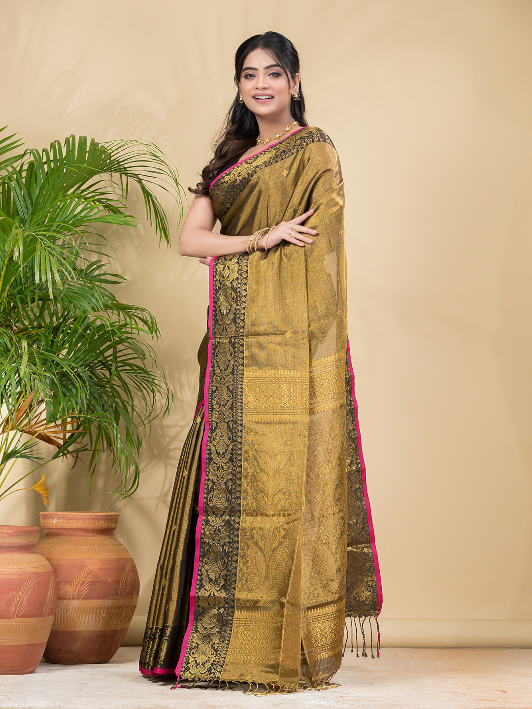 Tissue Silk With Shaded Golden Brown - 035