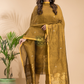 Antique Olive | Handloom Jamdani Linen Unstitched 2-Piece Kurti | Benaras Design