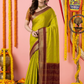 Classic Mysore Semi Silk Saree | Lime Olive Green