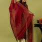 Handwoven Jamdani cotton Unstitched 2-piece Kurti | Crimson Red