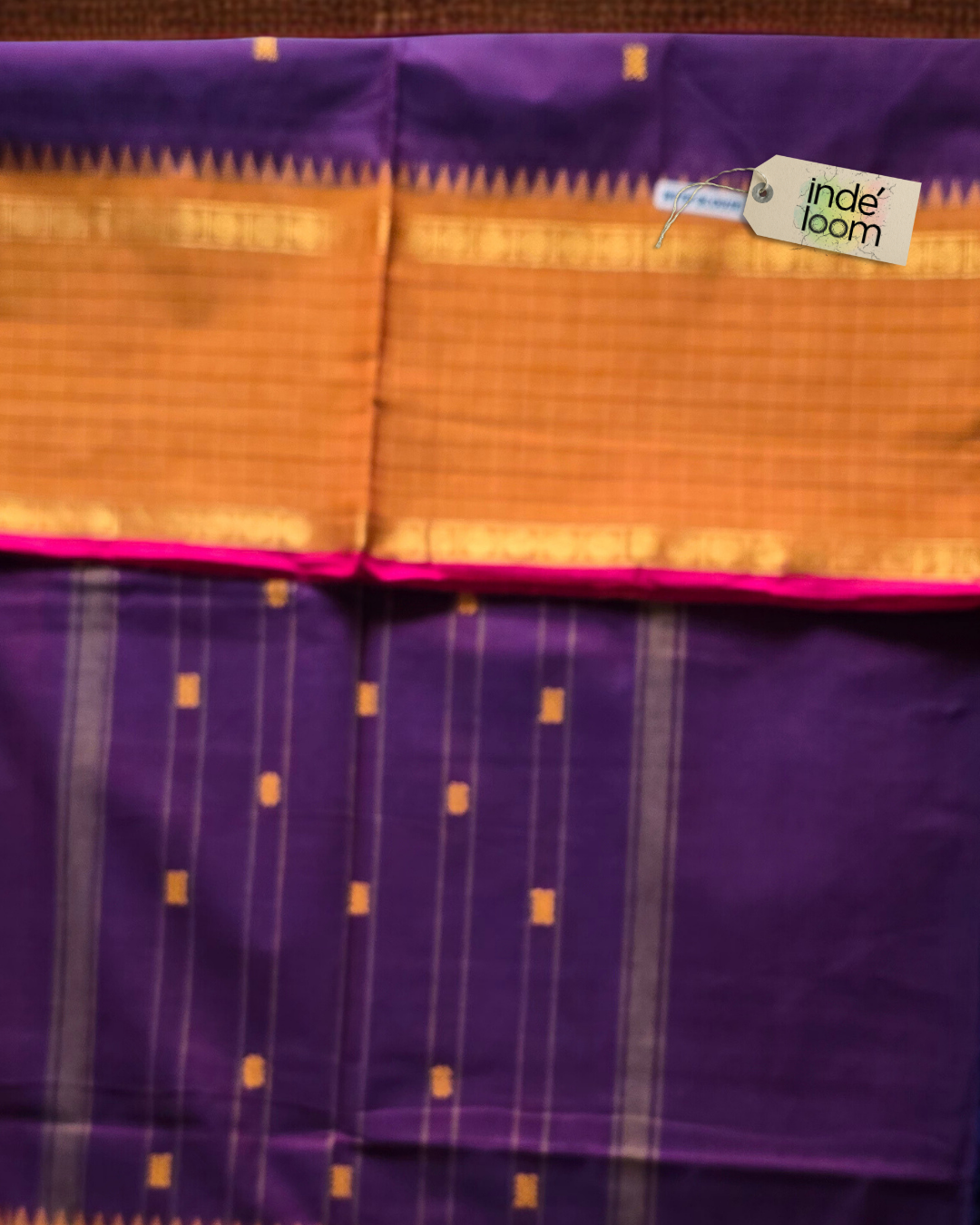 Kanchi Cotton|Purple & Marigold yellow