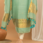 Pastel Green color with gold Jamdani 2-Piece Set Kurti & Dupatta (UNSTITCHED) - 160
