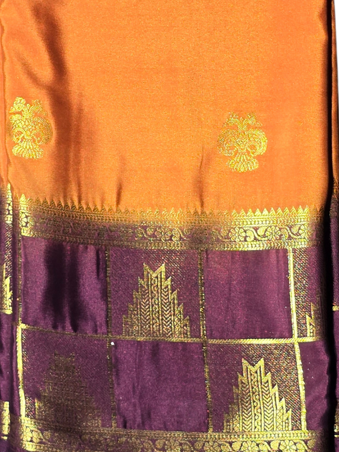 Classic Mysore Silk Saree  |  Marigold Orange
