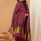 Linen Jamdani Unstitched 2-Piece Kurti  |  Wine Red