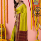 Classic Mysore Semi Silk Saree | Lime Olive Green