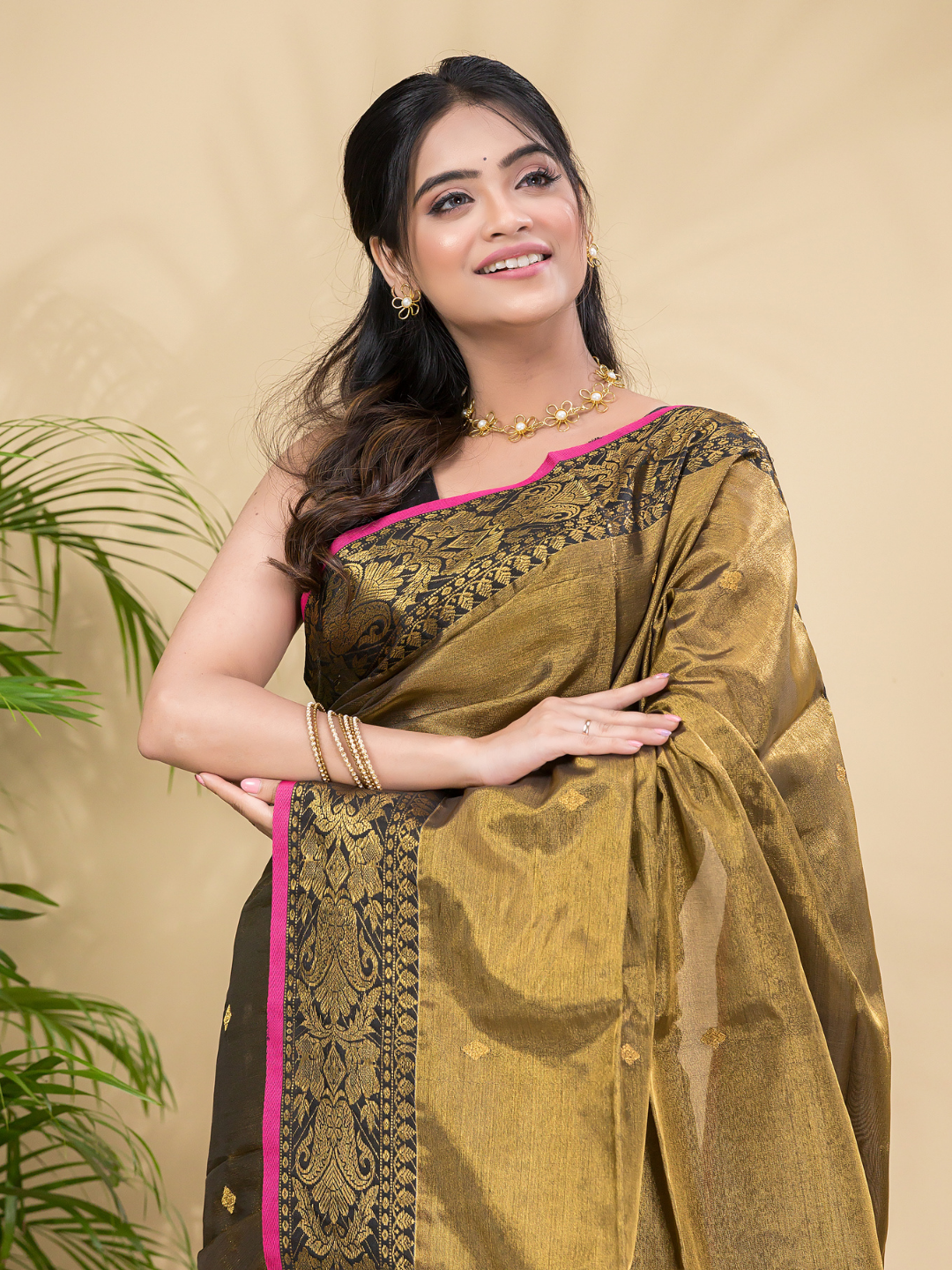 Tissue Silk With Shaded Golden Brown - 035