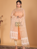 Pure Handloom Muslin Jamdani Dupatta With Light Baby Pink - 036