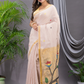 Linen Jamdani Saree With Ivory White - 024