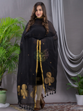 Rich Black Cotton Linen 2-Piece Set Kurti & Dupatta (UNSTITCHED) - 122