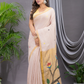 Linen Jamdani Saree With Ivory White - 024