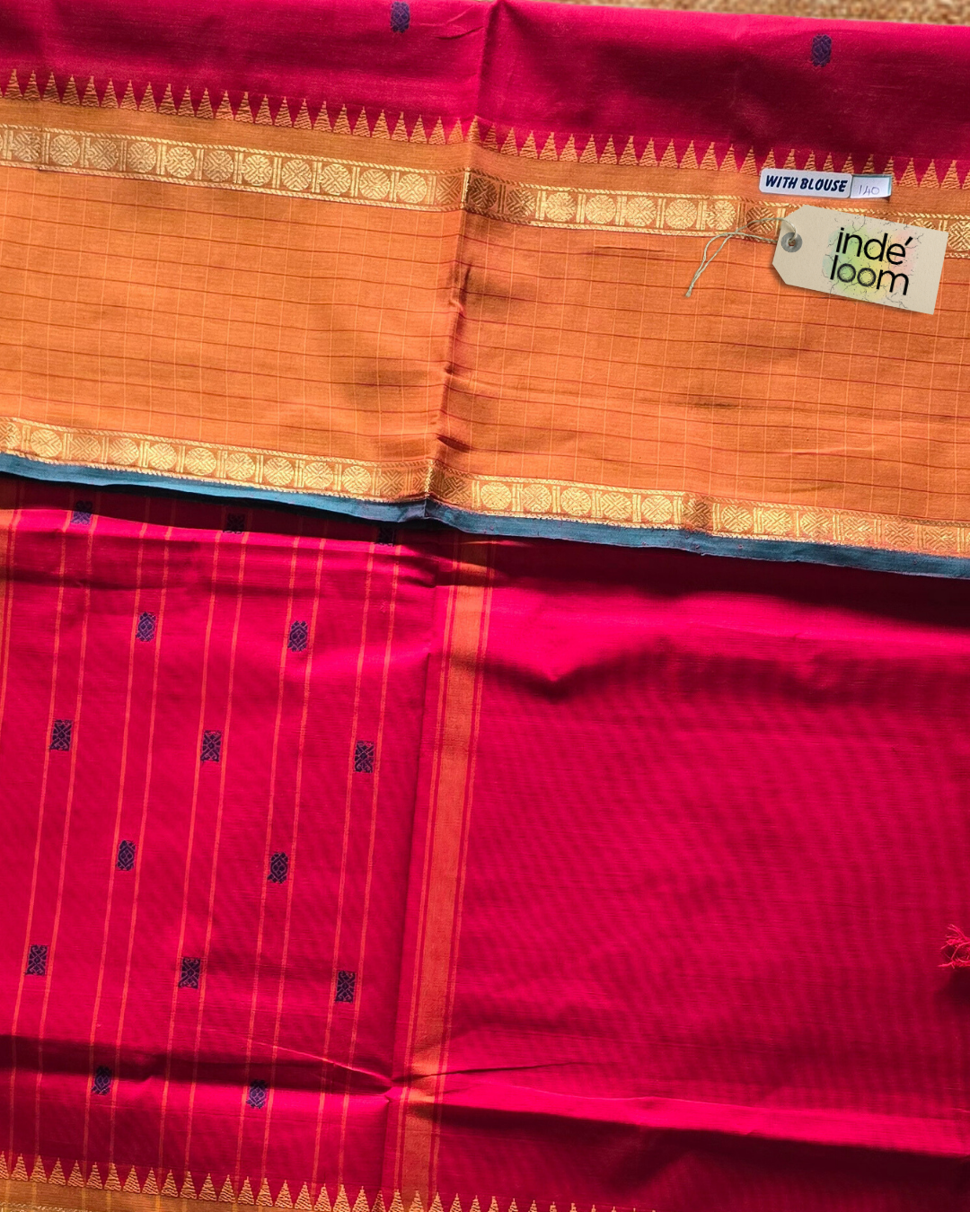 Kanchi Cotton|Red & Orange