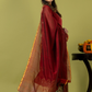 Handwoven Jamdani cotton Unstitched 2-piece Kurti | Crimson Red