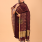 Red Brown Linen Jamdani 2-Piece Set Kurti & Dupatta (UNSTITCHED) - 072