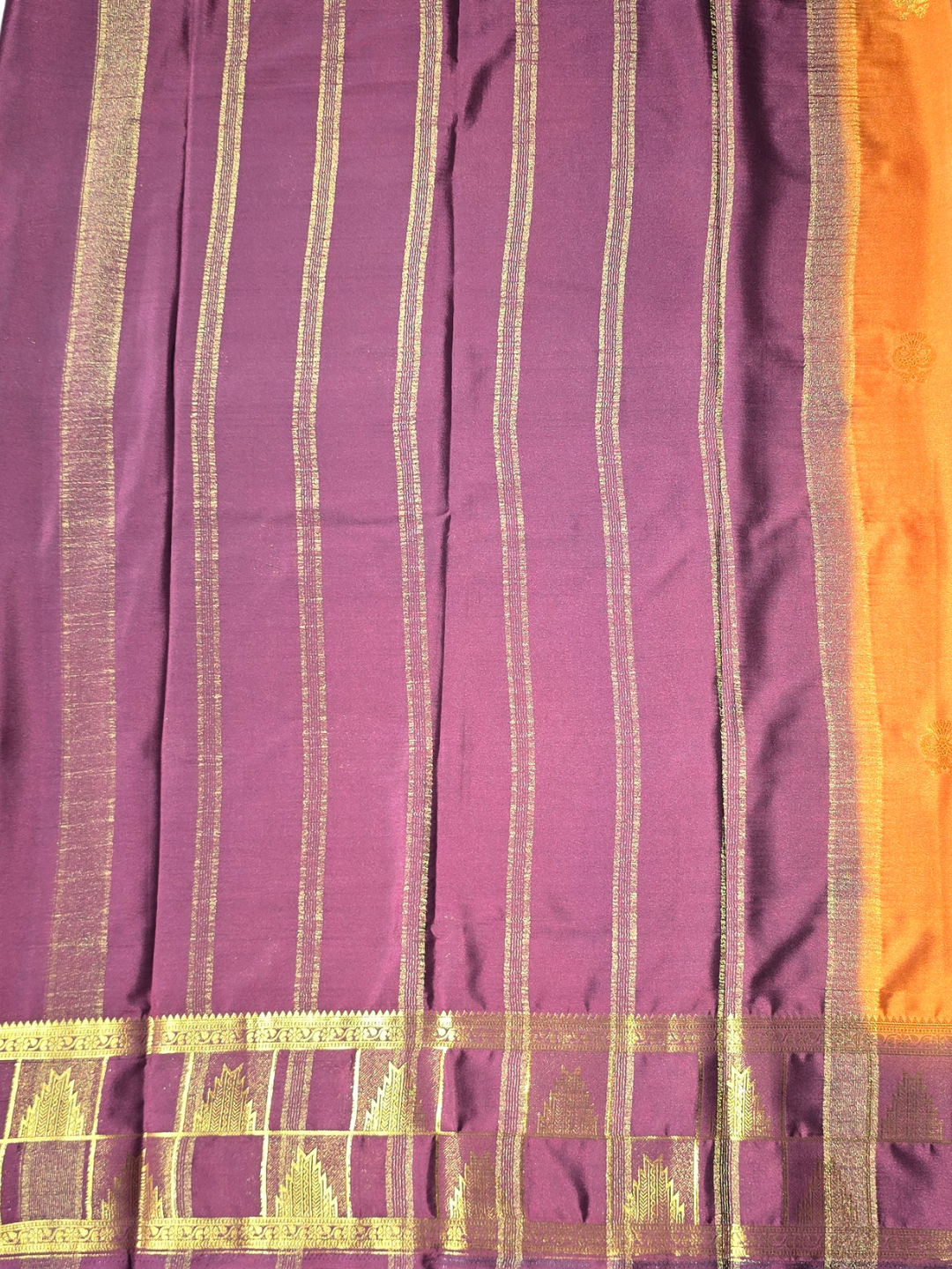 Classic Mysore Silk Saree  |  Marigold Orange