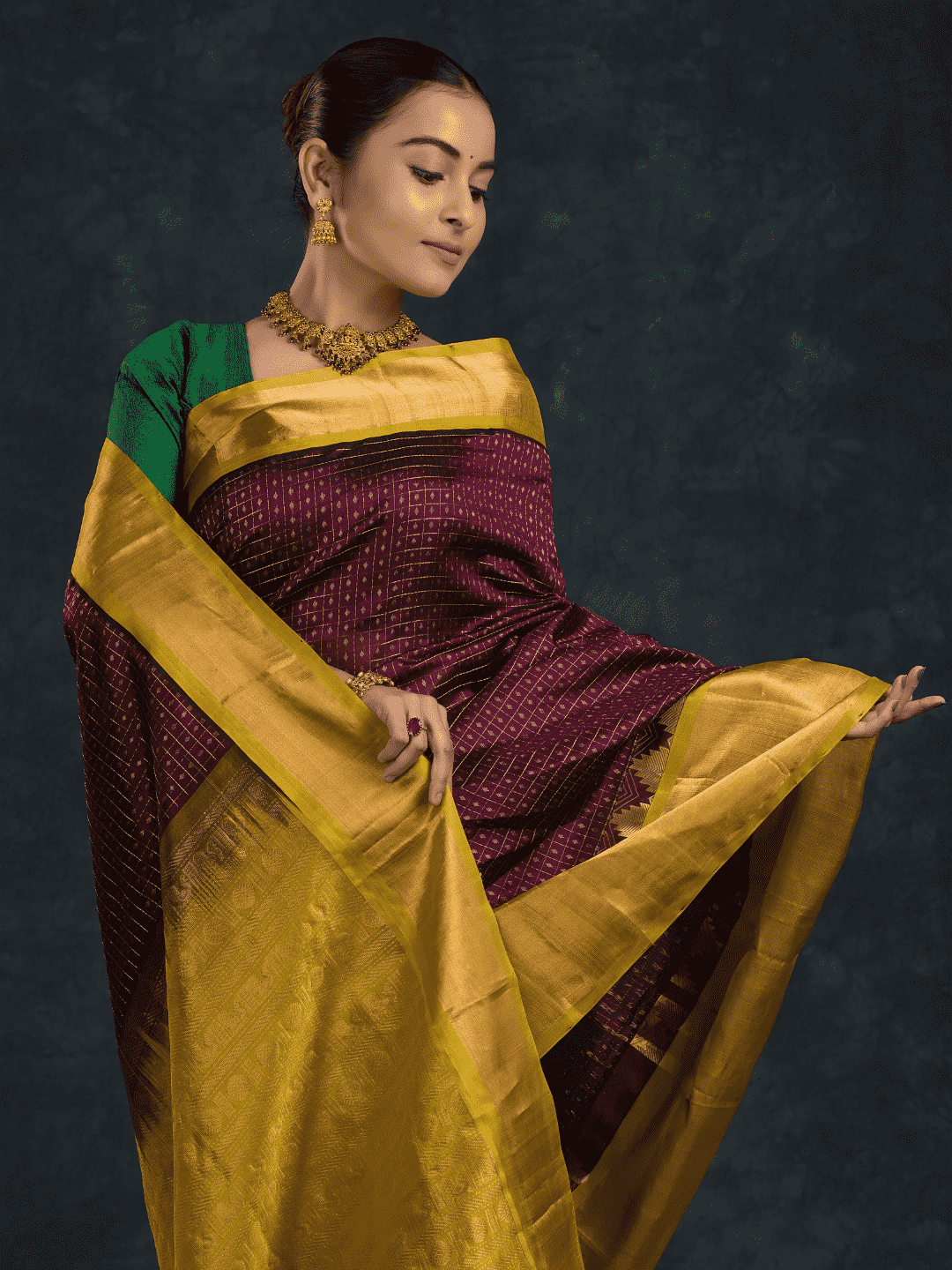 Pure Handloom Korvai Saree | Wine Purple