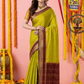 Classic Mysore Semi Silk Saree | Lime Olive Green