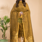 Antique Olive | Handloom Jamdani Linen Unstitched 2-Piece Kurti | Benaras Design