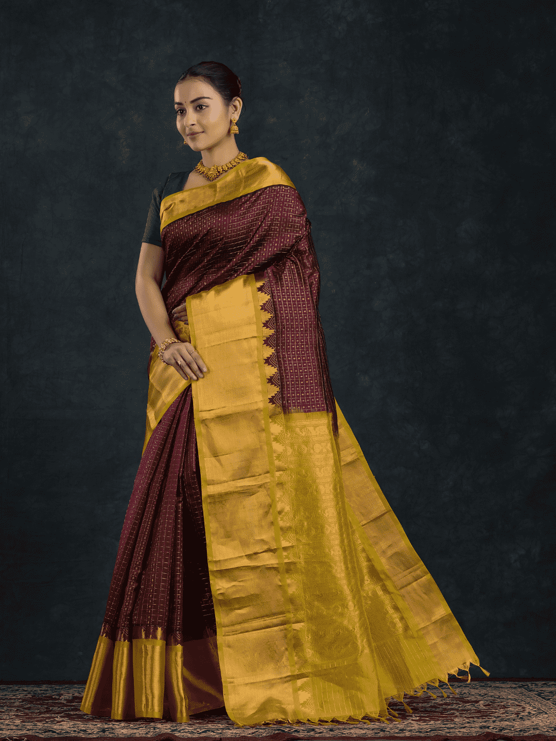 Pure Handloom Korvai Saree | Wine Purple
