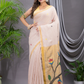 Linen Jamdani Saree With Ivory White - 024