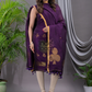Wine Purple Cotton Linen 2-Piece Set Kurti & Dupatta (UNSTITCHED) - 123