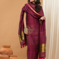 Linen Jamdani Unstitched 2-Piece Kurti  |  Wine Red