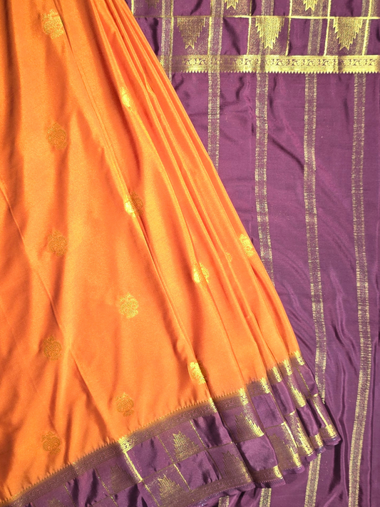 Classic Mysore Semi Silk Saree | Marigold Orange