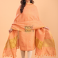 Coral Orange Tissue Linen Jamdani 2-Piece Set Kurti & Dupatta (UNSTITCHED) - 073