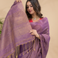 Tissue Linen Handloom Saree With Grape Purple - 017