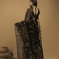 Muslin Jamdani Saree With True Black - 025