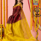 Handloom Korvai Silk Cotton Saree | Deep Maroon