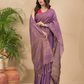 Tissue Linen Handloom Saree With Grape Purple - 017