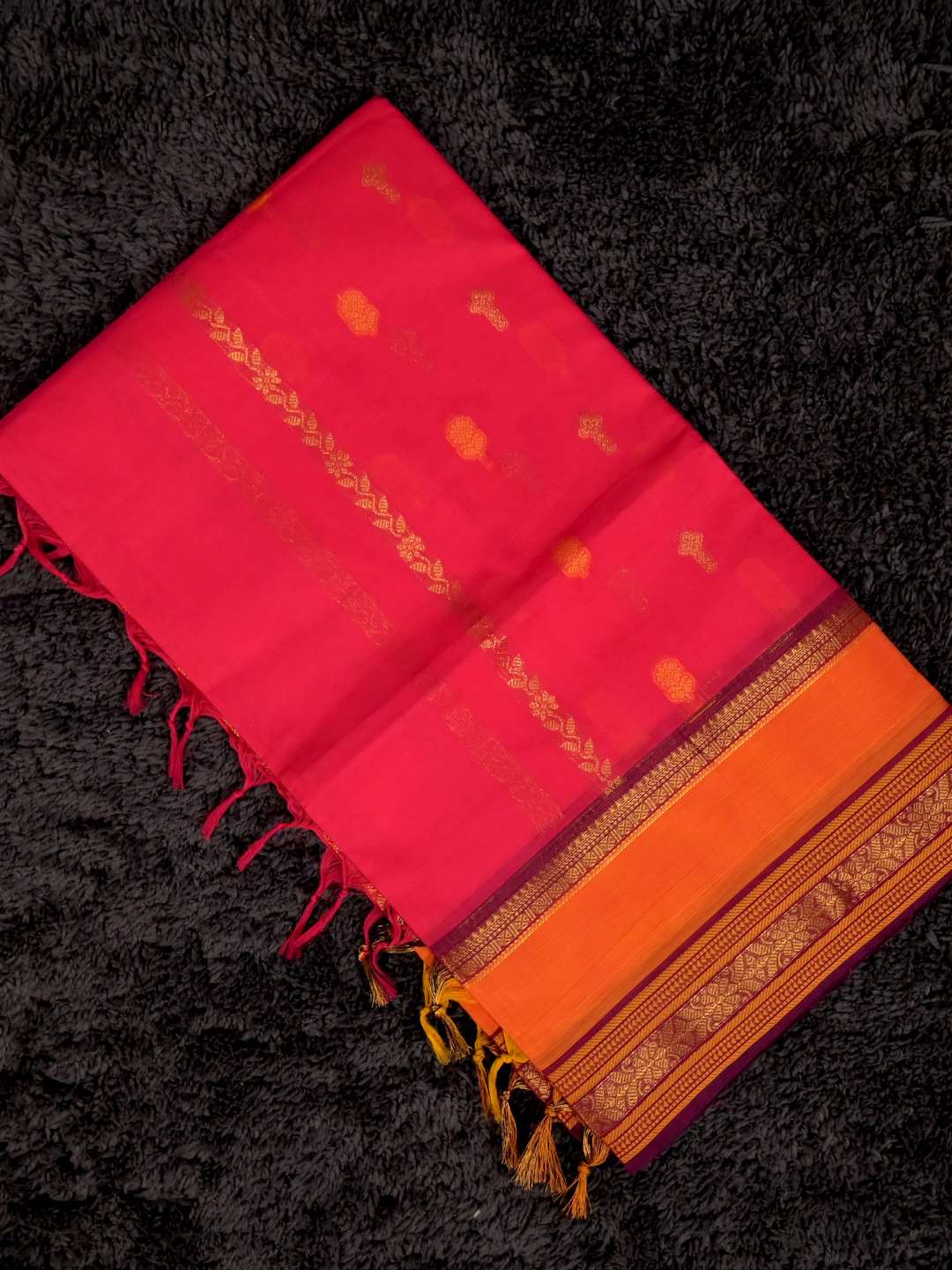 Kanchi Cotton|Rani Pink & Orange/ MAroon