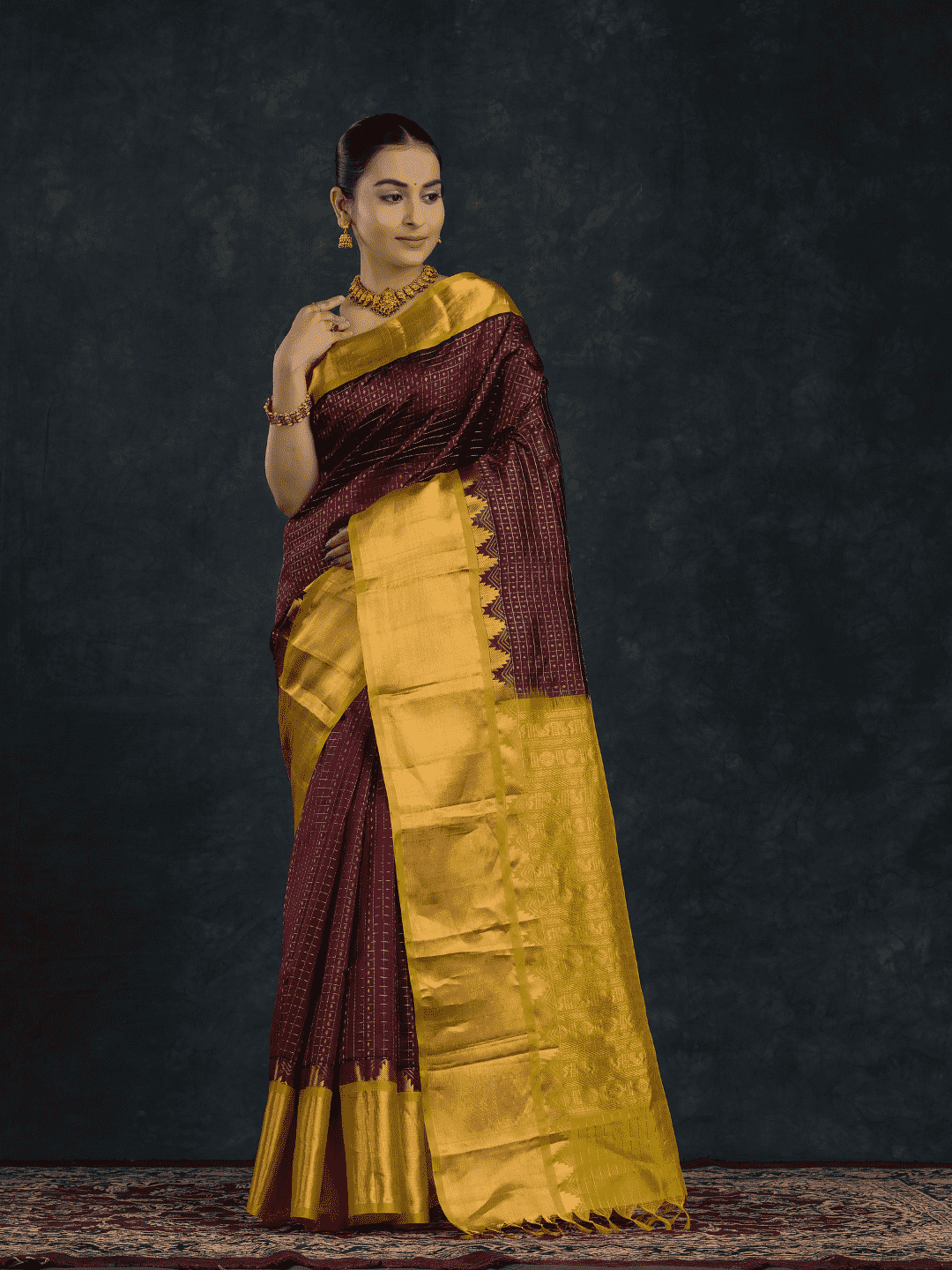 Pure Handloom Korvai Saree | Wine Purple