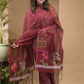 Blood Red Jamdani 2-Piece Set Kurti & Dupatta (UNSTITCHED) -672
