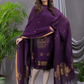 Wine Purple Cotton Linen 2-Piece Set Kurti & Dupatta (UNSTITCHED) - 123