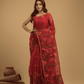 Pure Hand Made Muslin Jamdani Saree With Chilli Red - 026