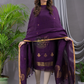 Wine Purple Cotton Linen 2-Piece Set Kurti & Dupatta (UNSTITCHED) - 123