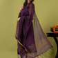 Handwoven Jamdani cotton Unstitched 2-piece Kurti | Aubergine Purple
