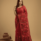 Pure Hand Made Muslin Jamdani Saree With Chilli Red - 026