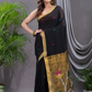 Linen Jamdani Saree With Rich Black - 025