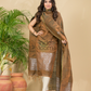 Desert Brown Tissue Linen Silver Zari Jamdani 2-Piece Set Kurti & Dupatta (UNSTITCHED) - 882