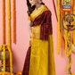 Handloom Korvai Silk Cotton Saree | Deep Maroon