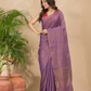 Tissue Linen Handloom Saree With Grape Purple - 017