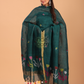Pine Green Linen Jamdani 2-Piece Set Kurti & Dupatta (UNSTITCHED) - 076