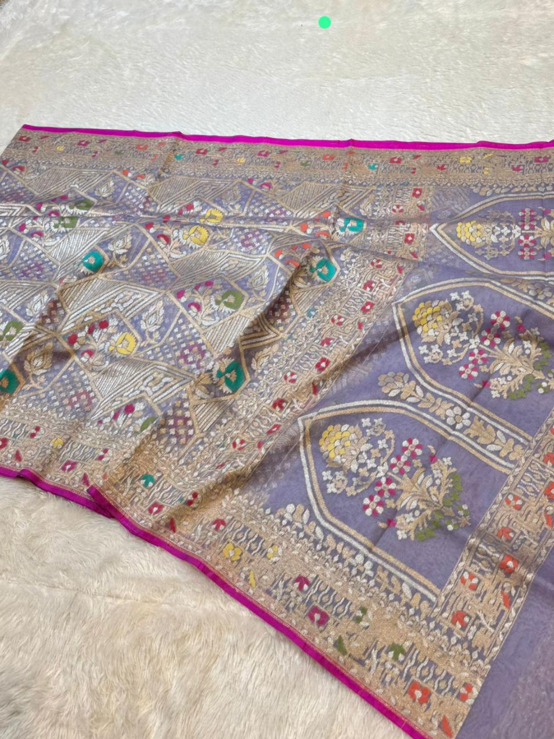 Banarasi Exclusive Ektara Kora JAMDANI Tilfi saree | Lavender