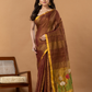 Handwoven Jamdani Silk Tissue Linen Saree | Copper Brown