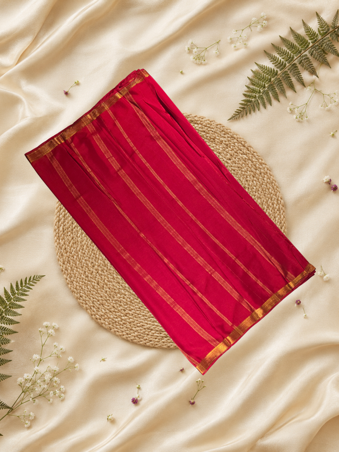 Mysore Silk Saree With Apple Red