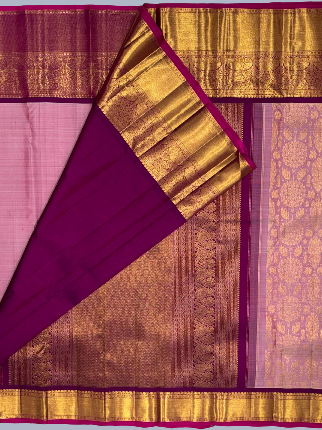 Pure Handwoven Gadwal Silk Saree Purpule -204