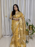 Classic Benarasi Semi Silk Saree | Mustard Gold