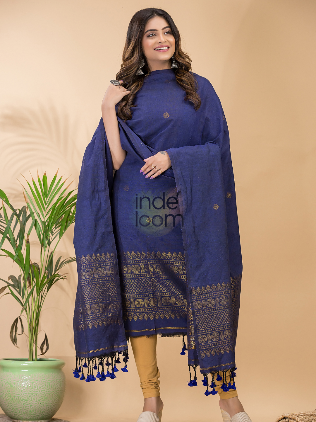 Dark Purpule Organic Linen 2-Piece Set Kurti & Dupatta (UNSTITCHED) - 072
